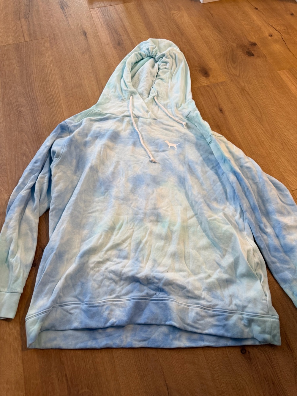 PINK Light Blue Tie-Dye Hoodie Sweatshirt